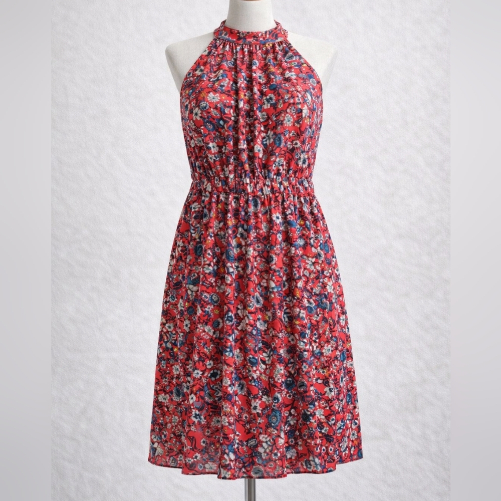 LOFT FLORAL HALTER DRESS